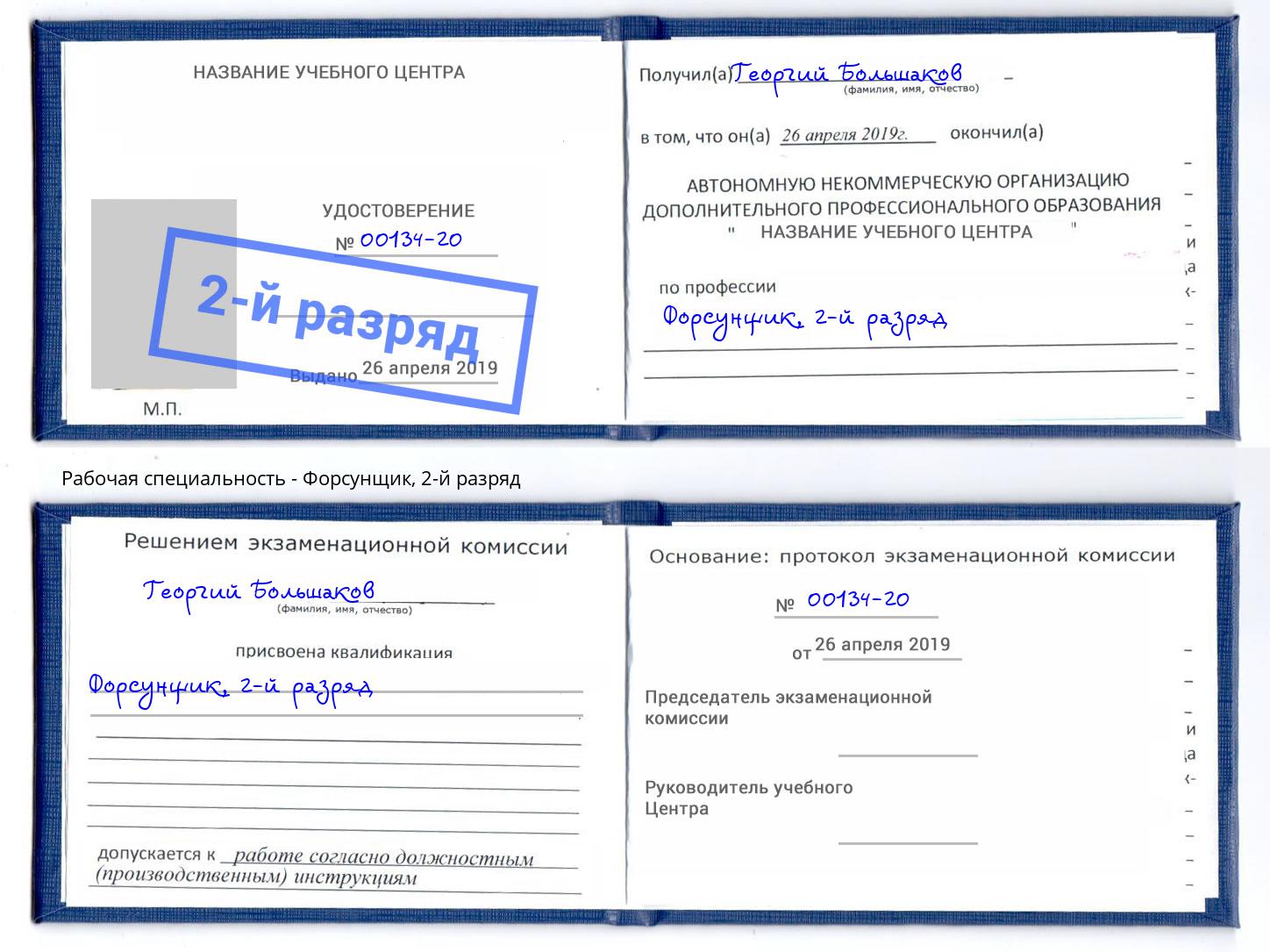корочка 2-й разряд Форсунщик Воскресенск