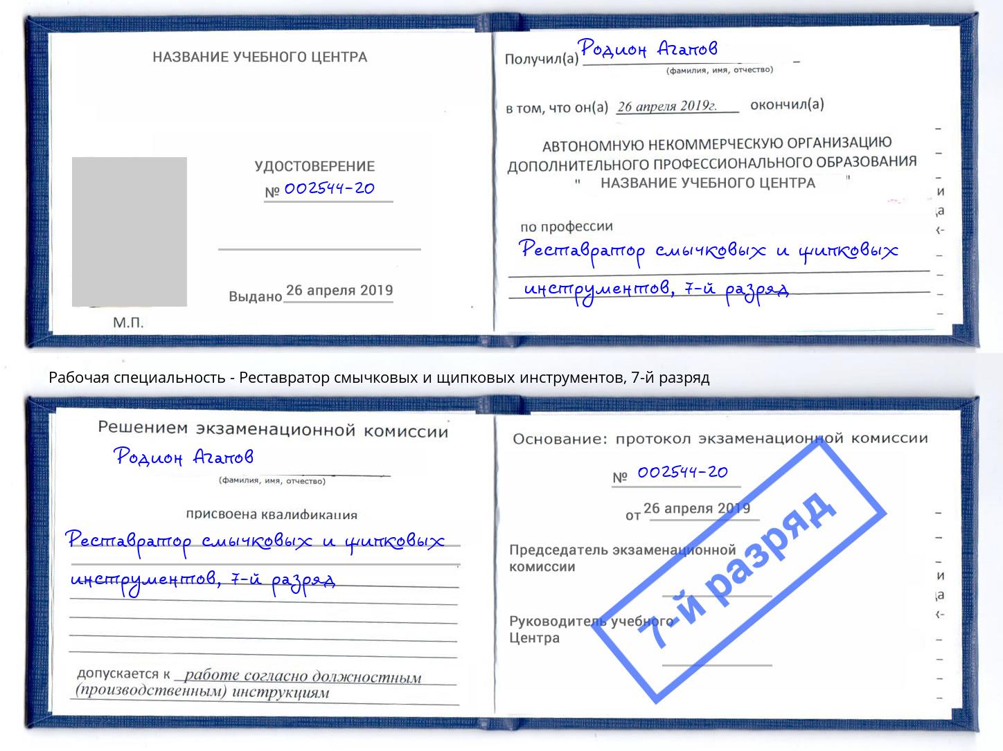 корочка 7-й разряд Реставратор смычковых и щипковых инструментов Воскресенск